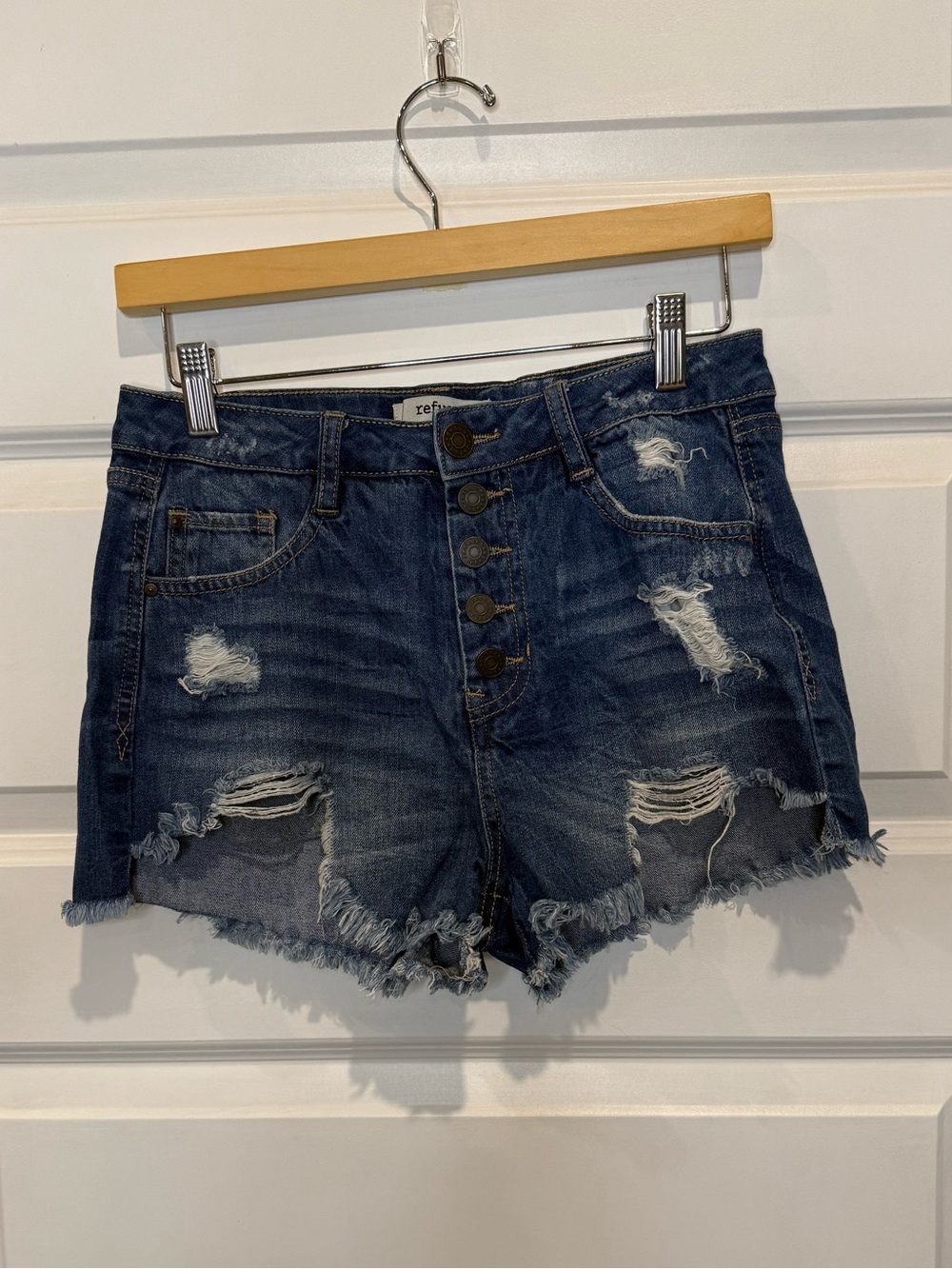 Refuge Blue Distressed Jean Shorts